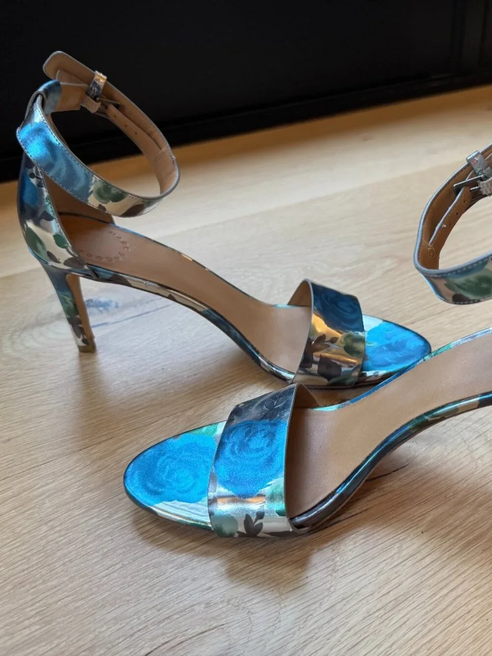 Marc by Marc Jacobs Metallic Floral Ankle Strap Heels Size 40